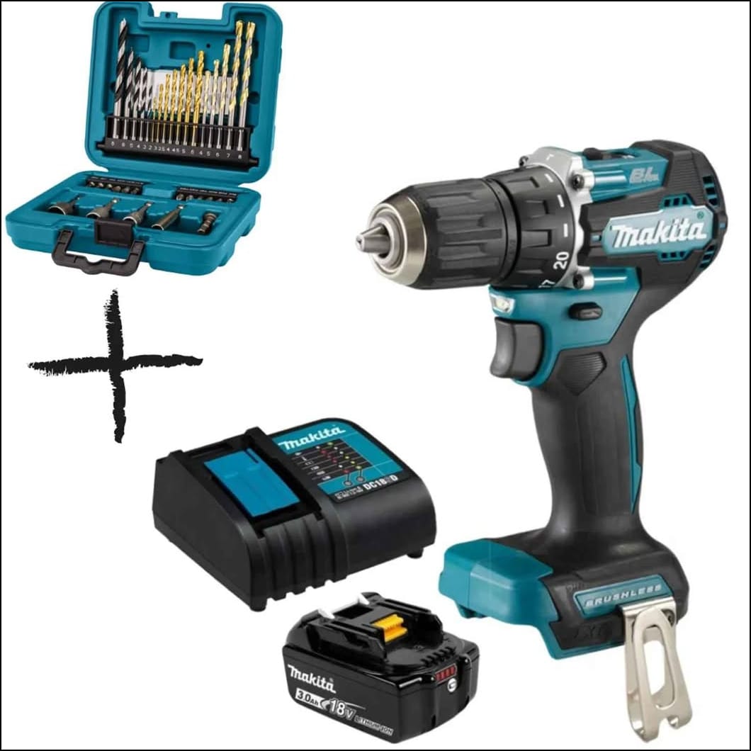 TALADRO INALAMBRICO MAKITA DHP489 + JUEGO DE BROCAS